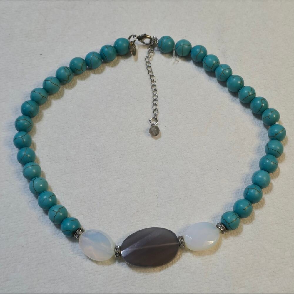 Lia Sophia Kiam RHYTHMIC Necklace $158 Turquoise, Agate, Crystals, & Glass Bead - Picture 2 of 11